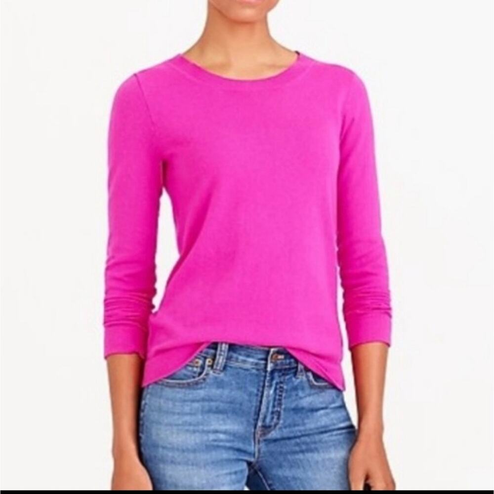 J. Crew Mercantile Pink Wool Blend Barbiecore Crew Neck Sweater sz XXS